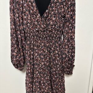 GB Girls Black and Pink Floral Long Sleeve Dress